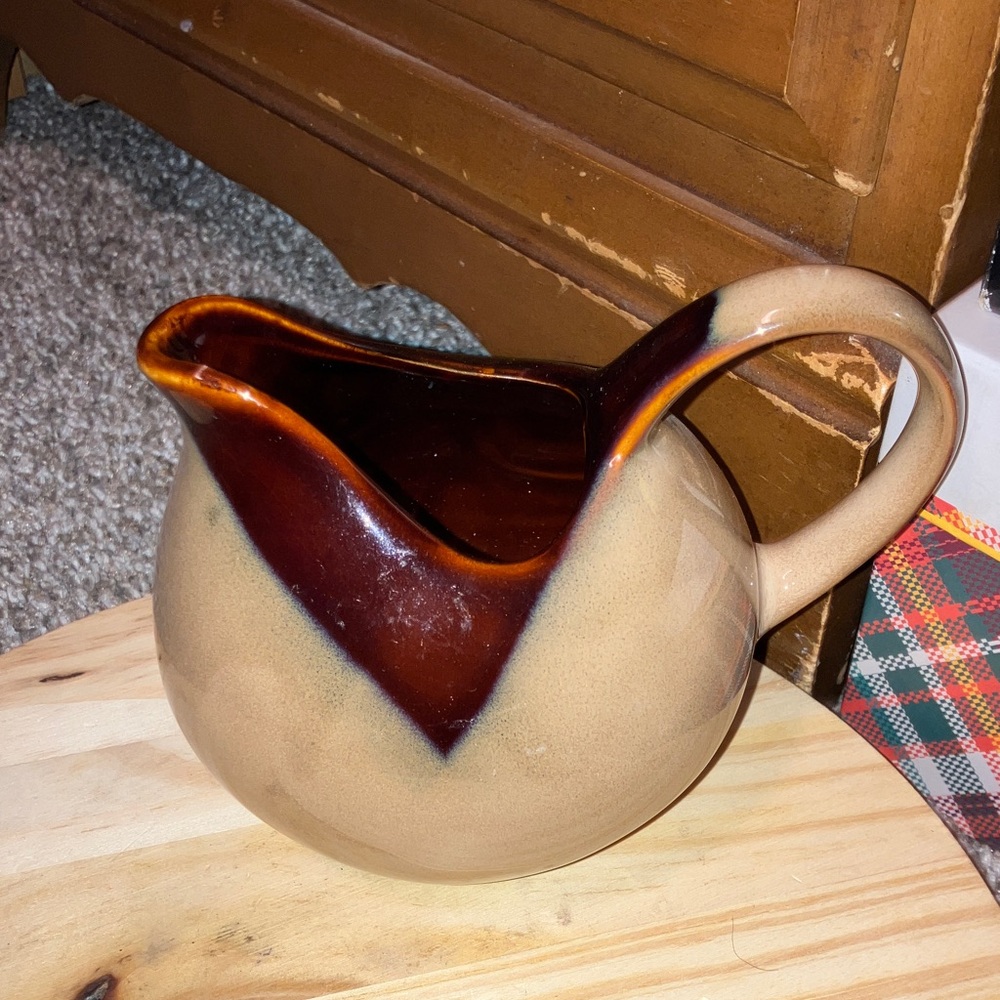 Sango Brown and Tan Ceramic Pitcher